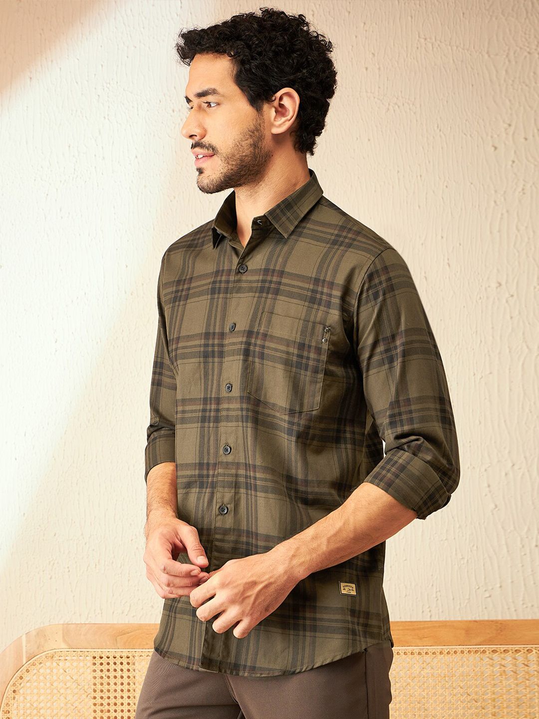 DENNISON Smart Tartan Checks Checked Casual Shirt