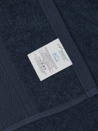 MYTRIDENT Set of 4 Navy Blue 500 GSM Striped Pure Cotton Face Towels