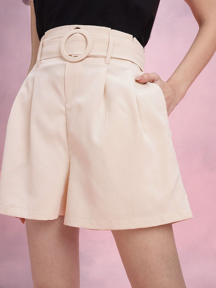 DressBerry Women Pleated Belted Shorts