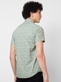 SPYKAR Spread Collar Short Sleeves Printed Casual Cotton Shirt