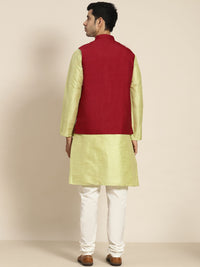 SOJANYA Men Woven Design Kurta with Churidar with Nehru Jacket