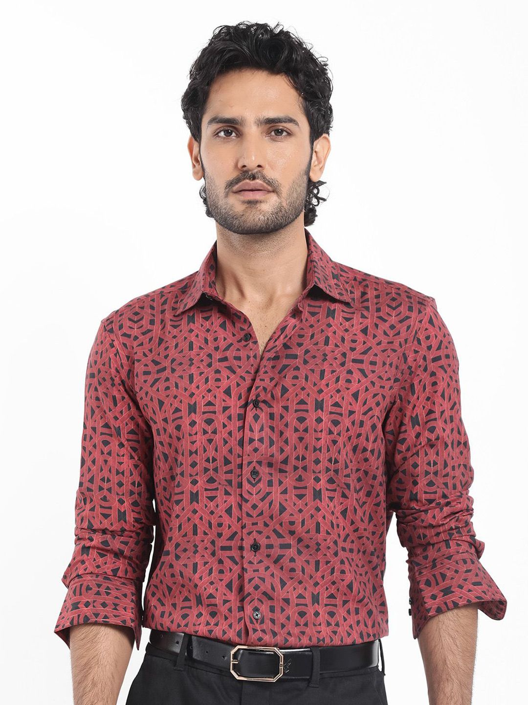 RARE RABBIT Men Betel Regular Fit Geometric Printed Shirt