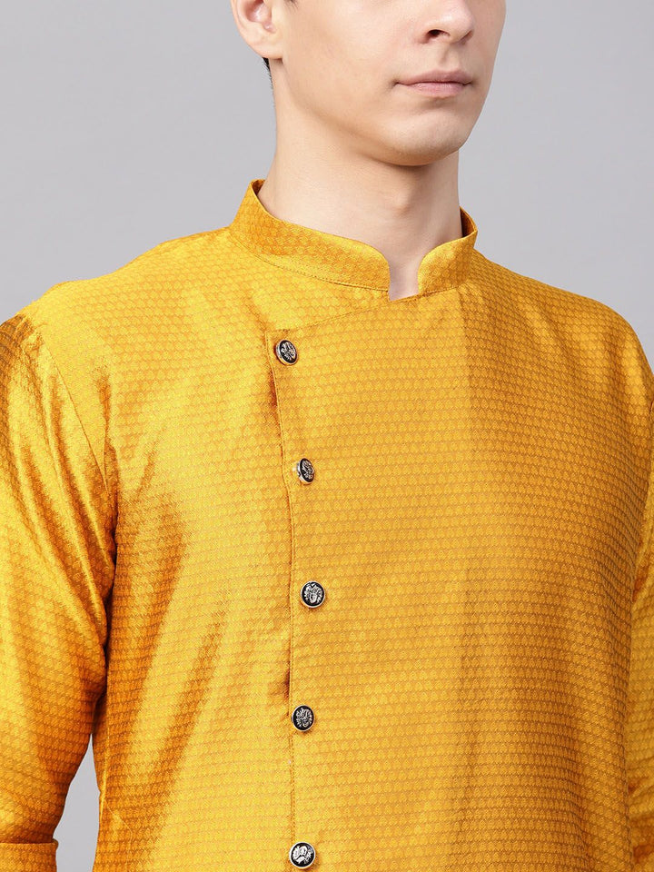 SOJANYA Men Mustard Printed Straight Kurta