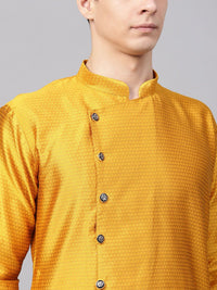 SOJANYA Men Mustard Printed Straight Kurta
