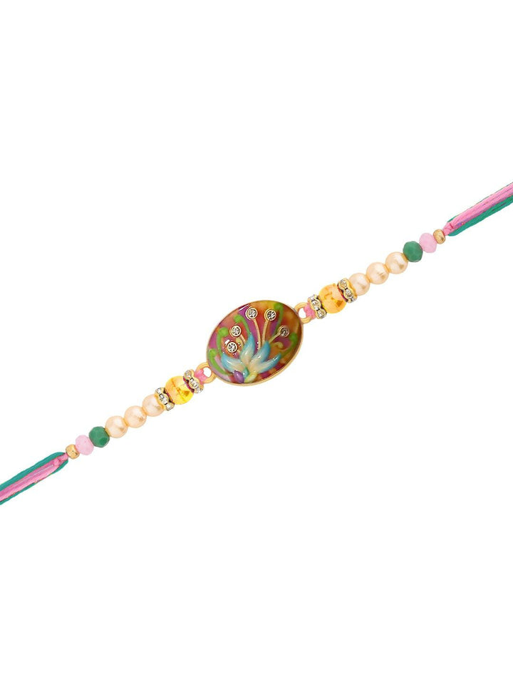 Voylla Enameled Floral Bhaiya Bhabhi Rakhi Set