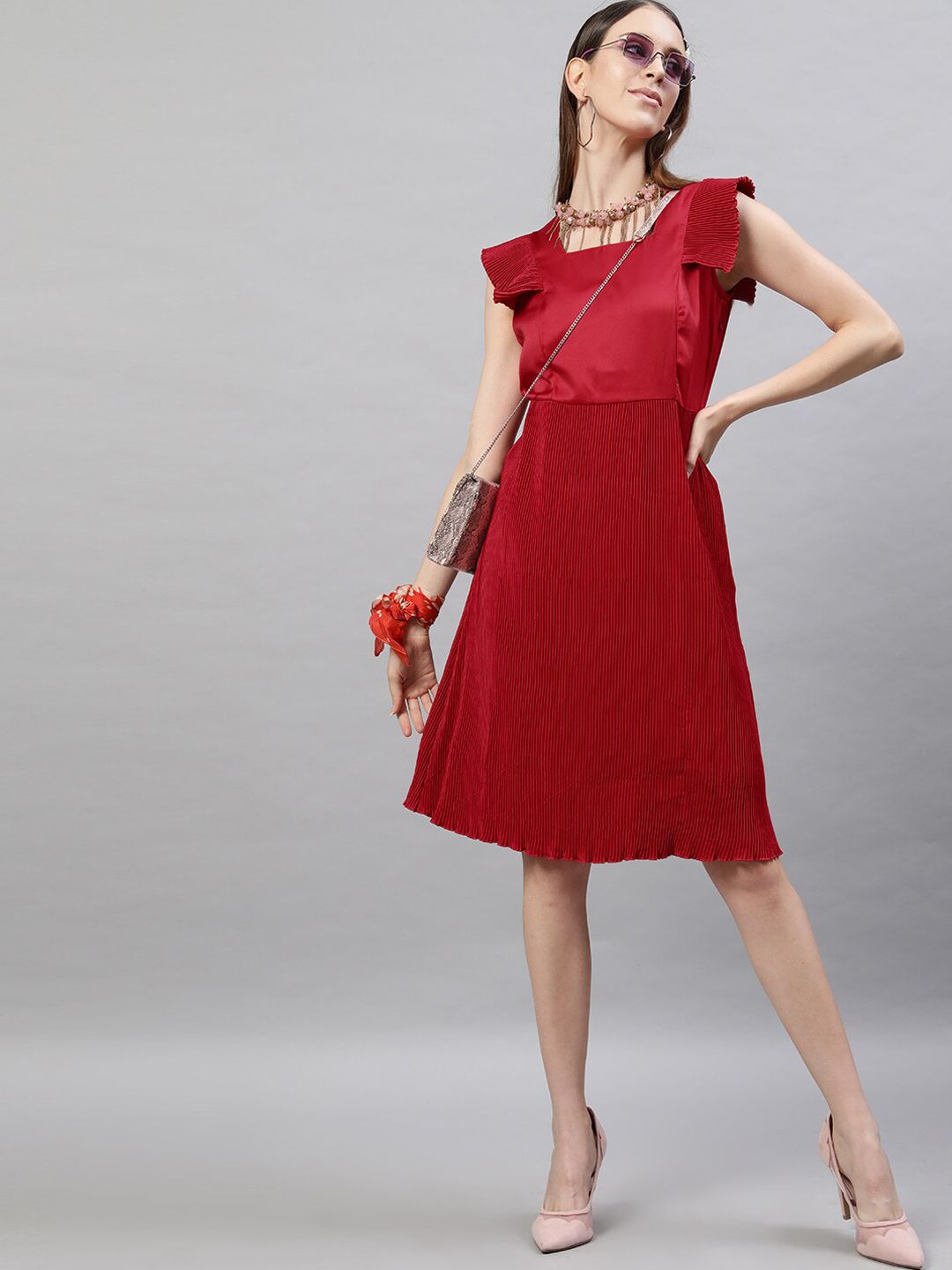 STREET 9 Red Satin Sheath Dress
