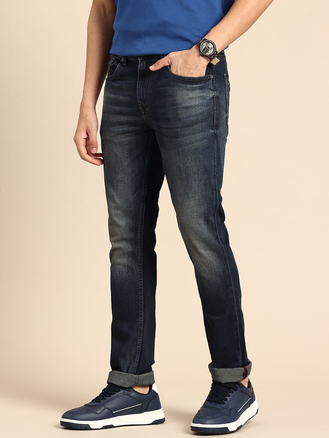 Being Human Men Slim Straight Fit Heavy Fade Stretchable Jeans
