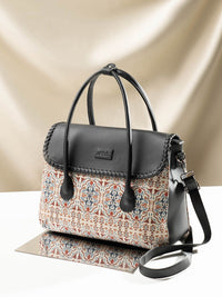 ZOUK Agra Floral Printed Jute Handheld Bag