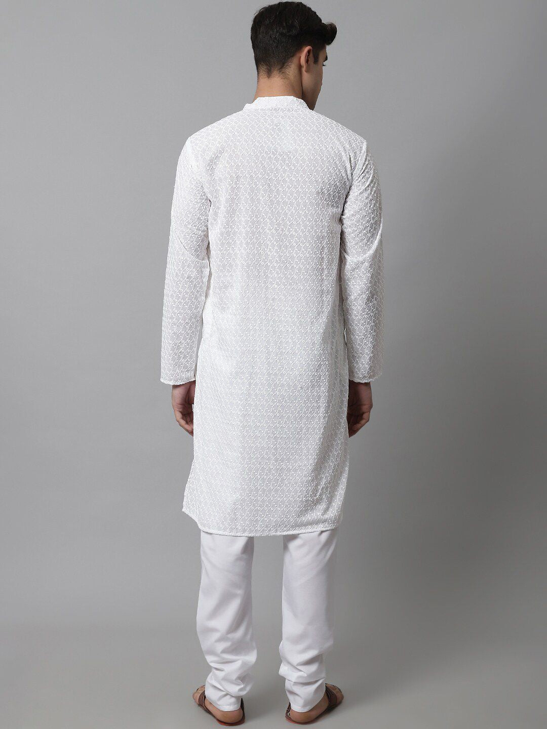 Jompers Ethnic Motifs Embroidered Regular Chikankari Pure Cotton Kurta with Churidar
