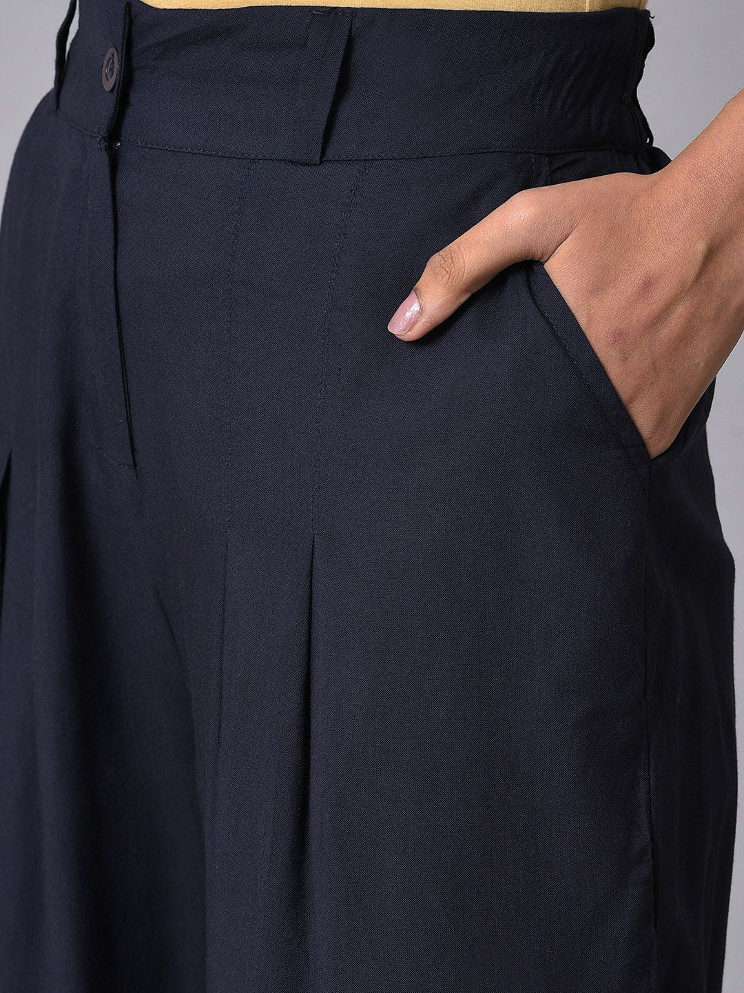 W Women Navy Palazzo Trousers
