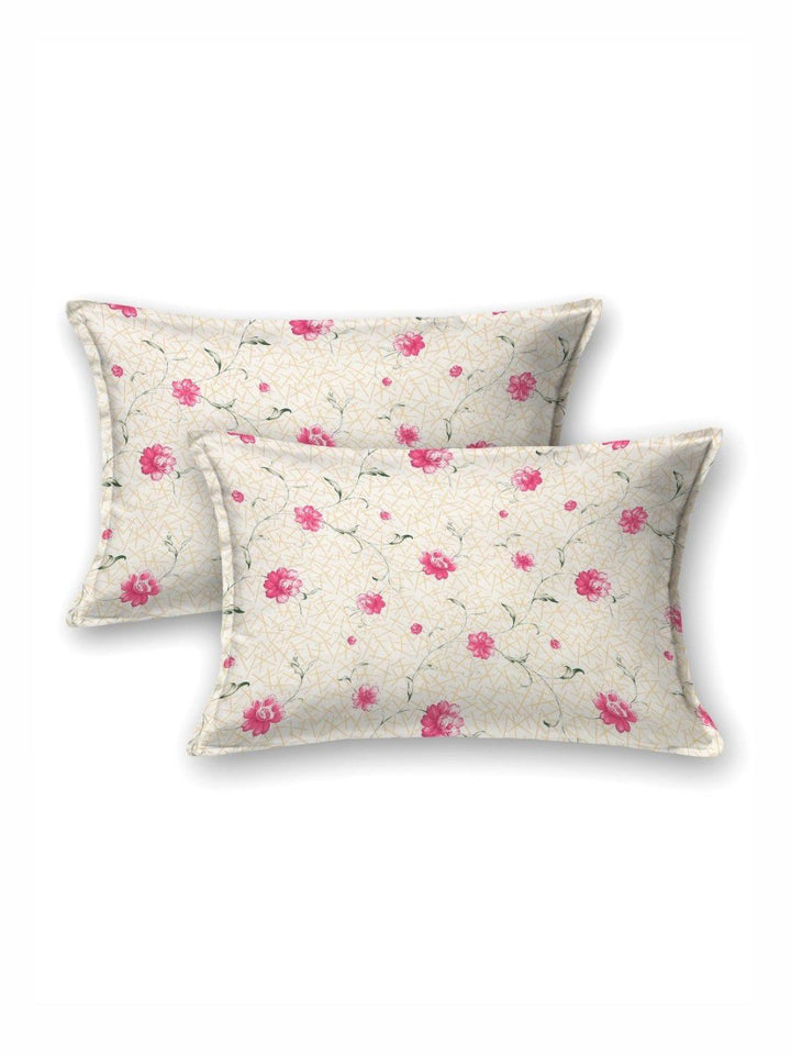 BOMBAY DYEING Dream Lover Beige Floral Cotton 104 TC Queen Bedsheet Set 2.54 x 2.24m