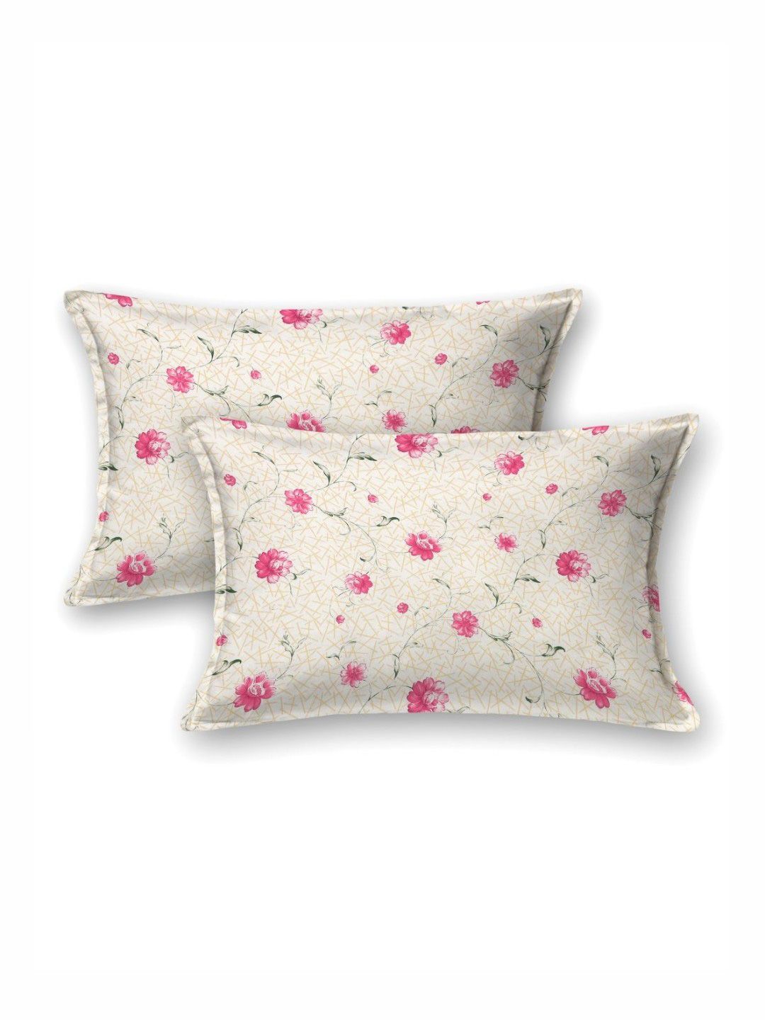BOMBAY DYEING Dream Lover Beige Floral Cotton 104 TC Queen Bedsheet Set 2.54 x 2.24m