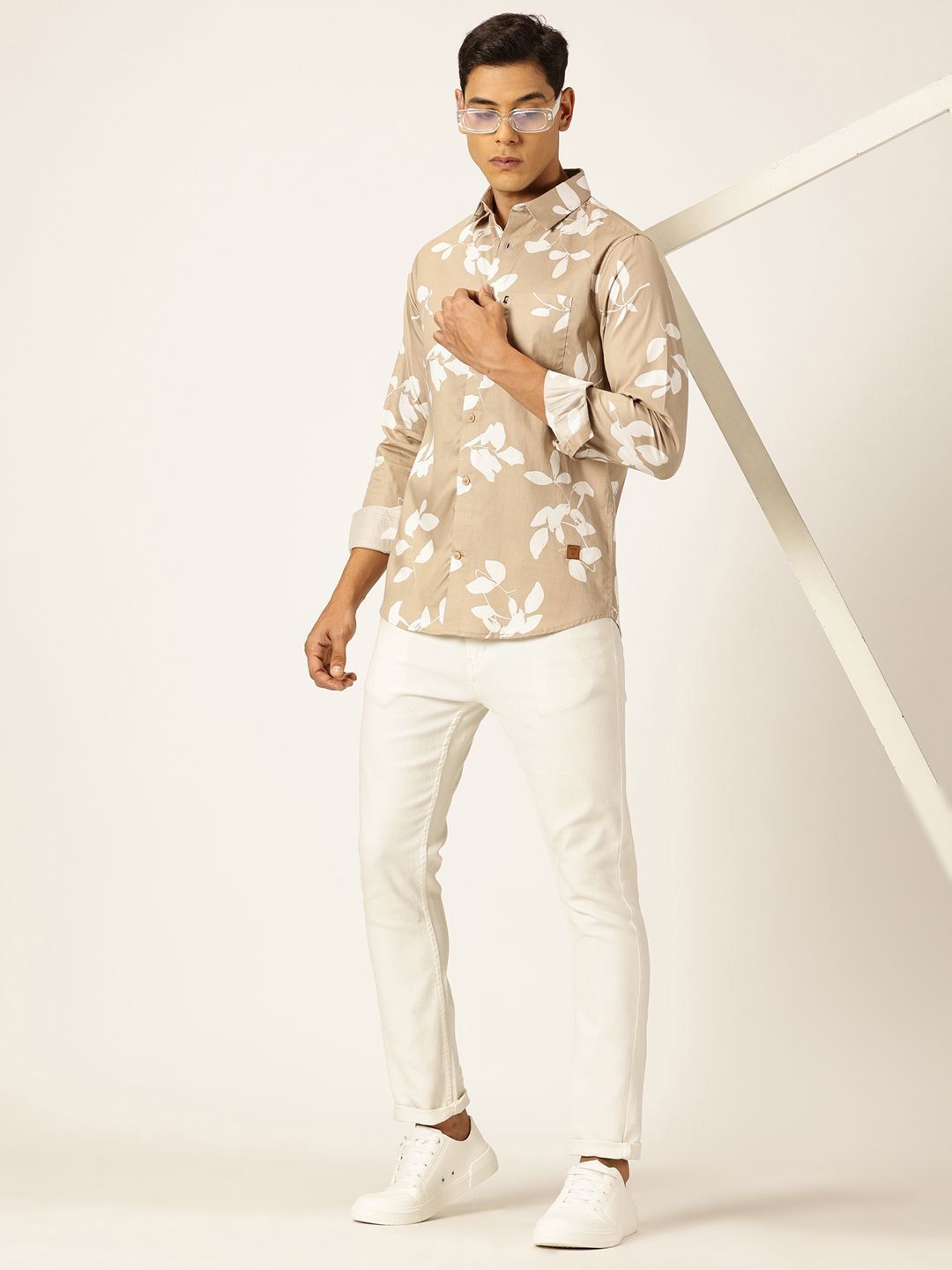 Thomas Scott Premium Slim Fit Floral Printed Full Sleeves Cotton Shirt
