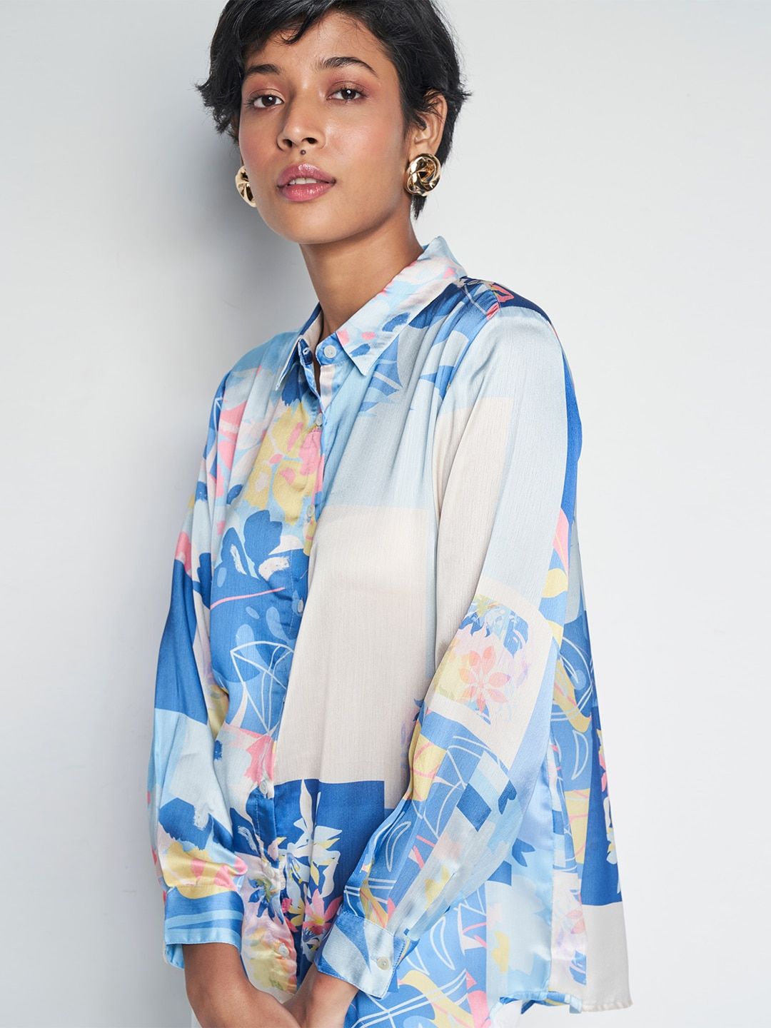 AND Floral Print Shirt Style Top