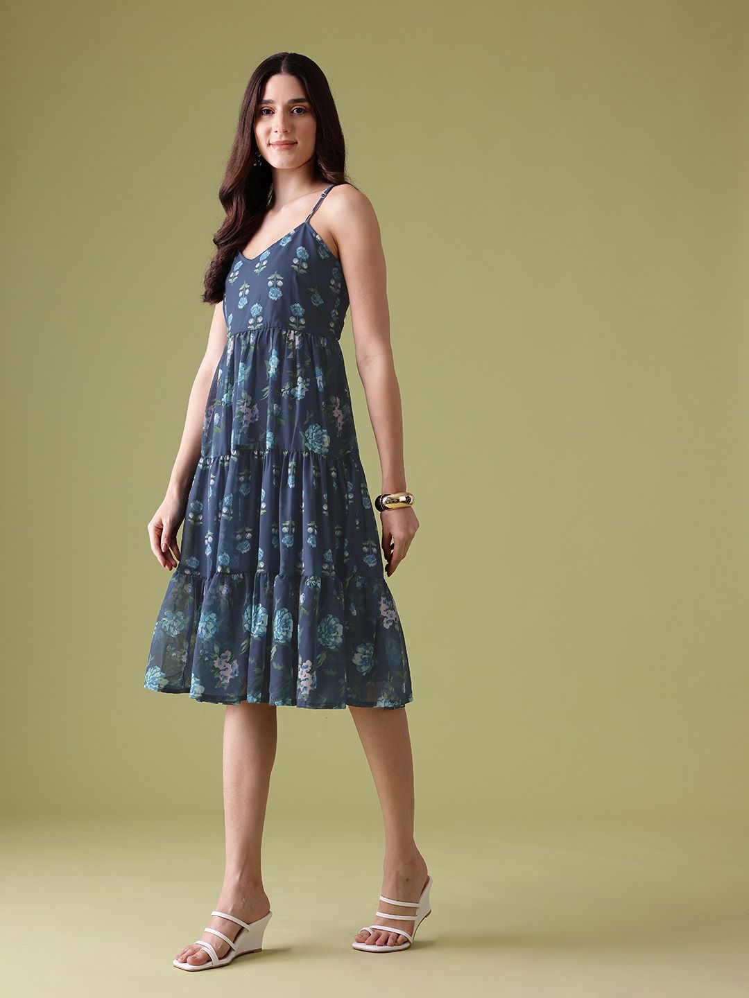 Anouk Floral Printed Ethnic Dress
