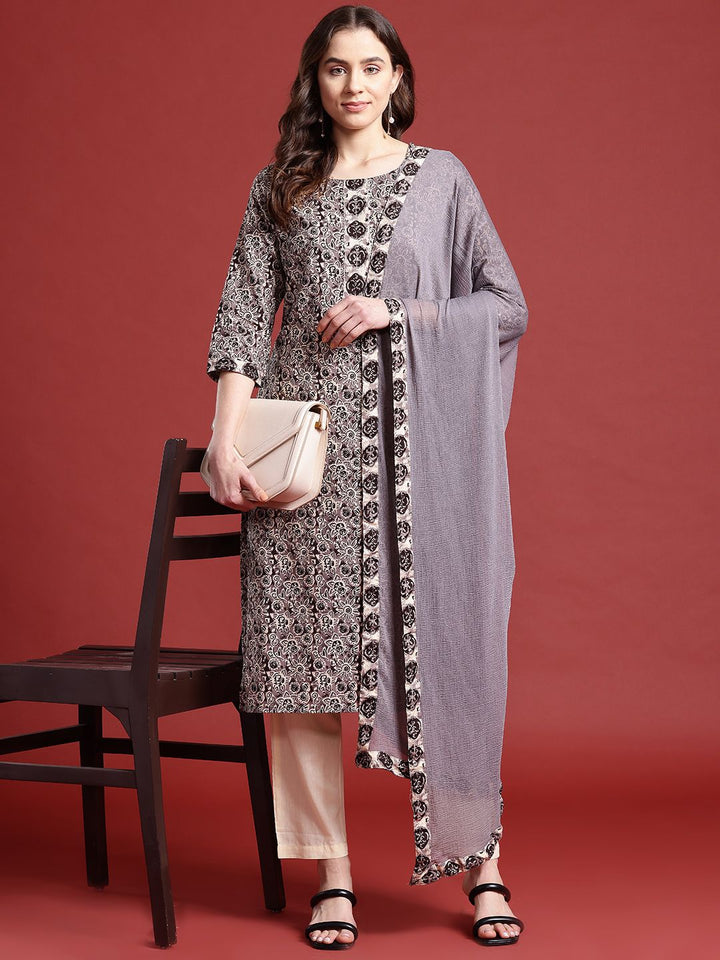 Anouk Women Ethnic Motifs Printed Pure Cotton Kurta with Trousers & Dupatta