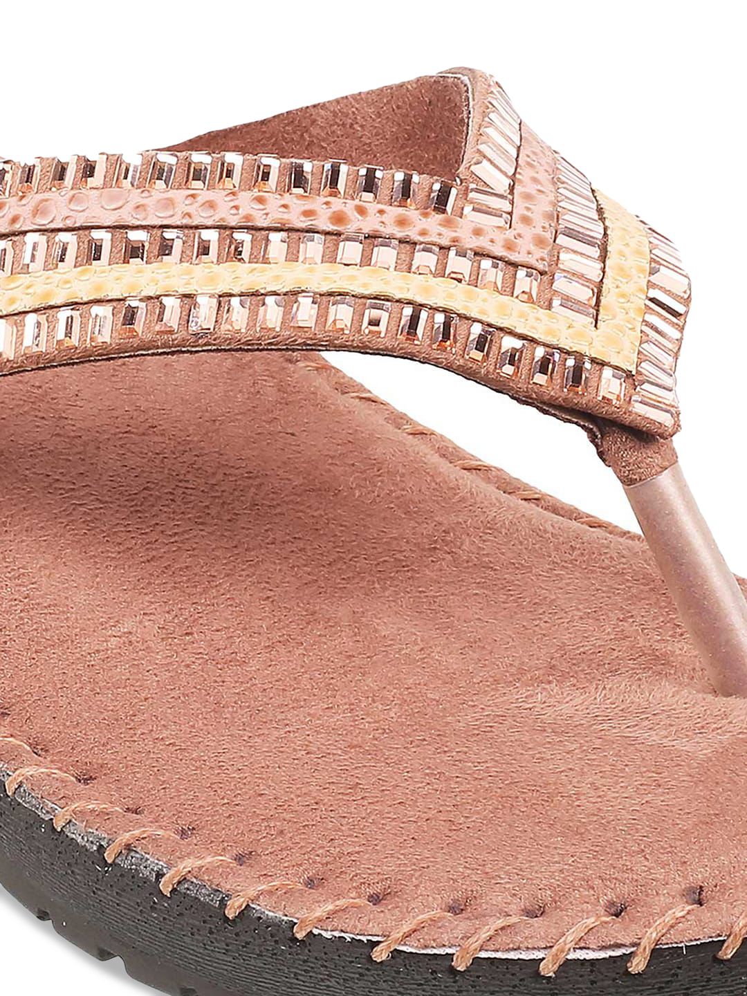 Mochi Women Mauve Embellished Open Toe Flats
