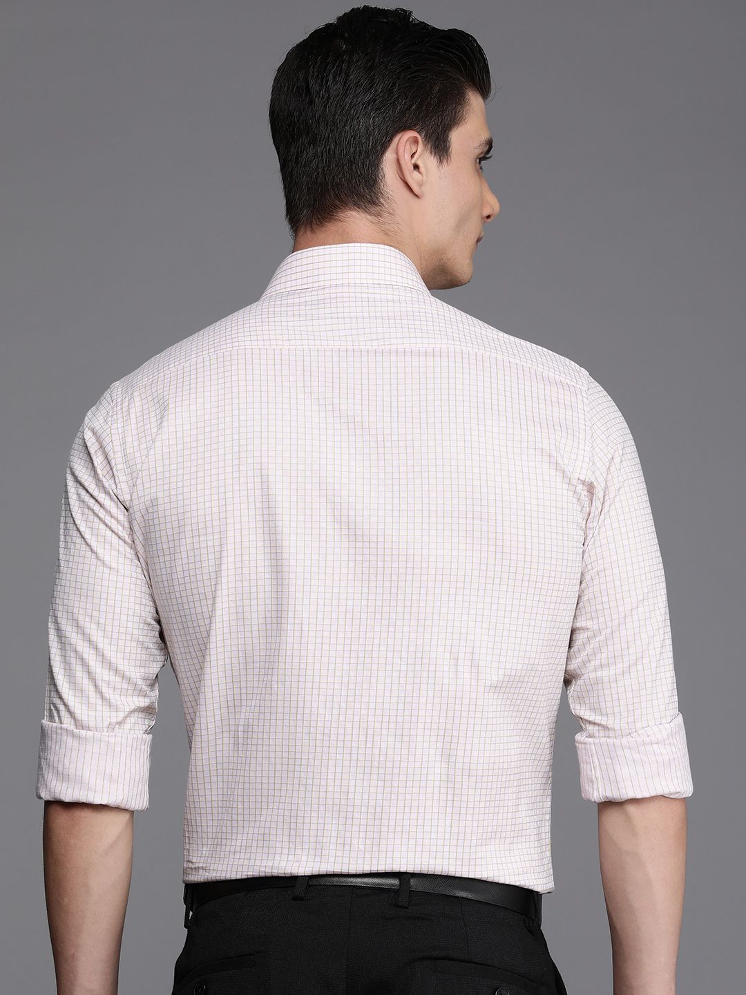 Raymond Slim Fit Grid Tattersall Checked Pure Cotton Formal Shirt