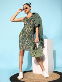 STREET 9 Women Olive Floral Dress