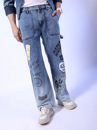 The Indian Garage Co Men Baggy Fit Relaxed Fit Mid Rise Cotton Jeans