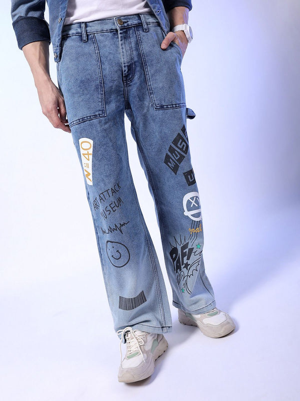 The Indian Garage Co Men Baggy Fit Relaxed Fit Mid Rise Cotton Jeans