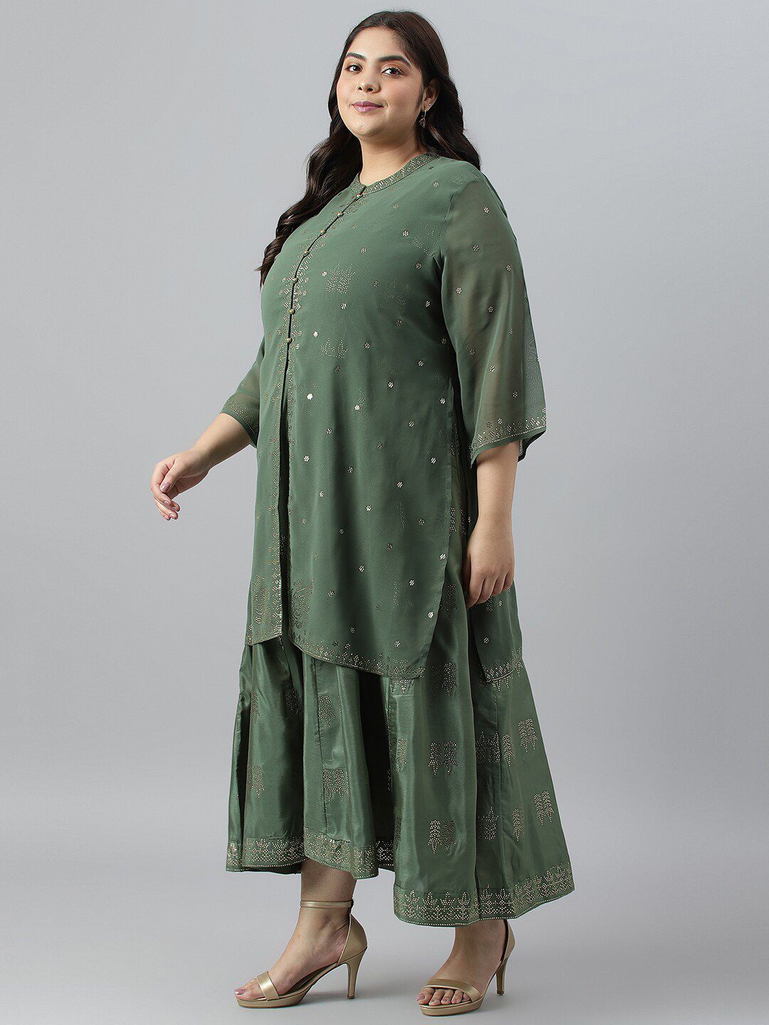 W Plus Size Ethnic Motifs Maxi Ethnic Dress