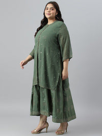 W Plus Size Ethnic Motifs Maxi Ethnic Dress