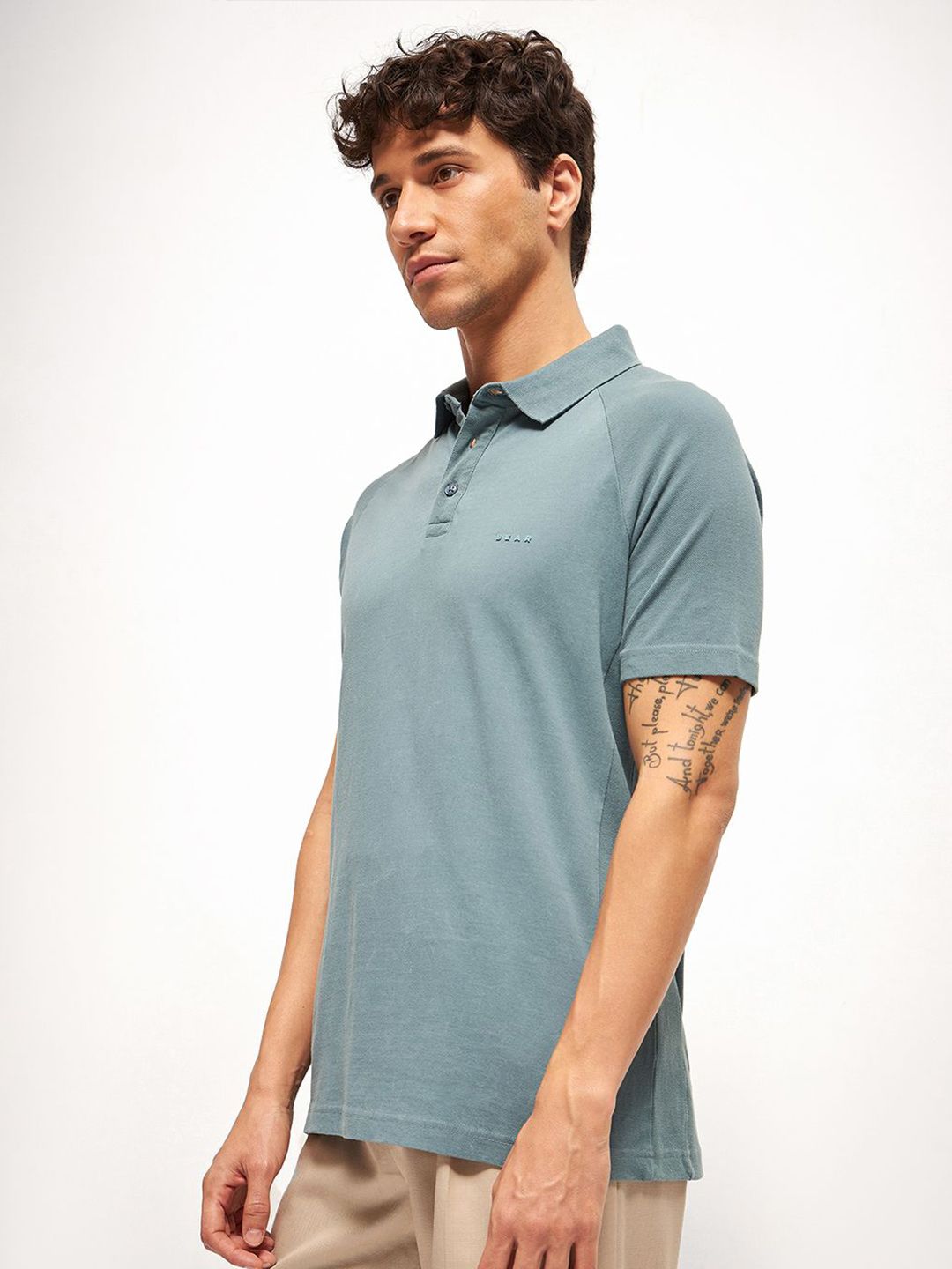 THE BEAR HOUSE Men Solid Polo Collar Pure Cotton T-shirt