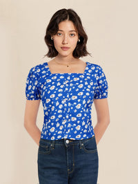 DressBerry Floral Printed Puff Sleeve Top