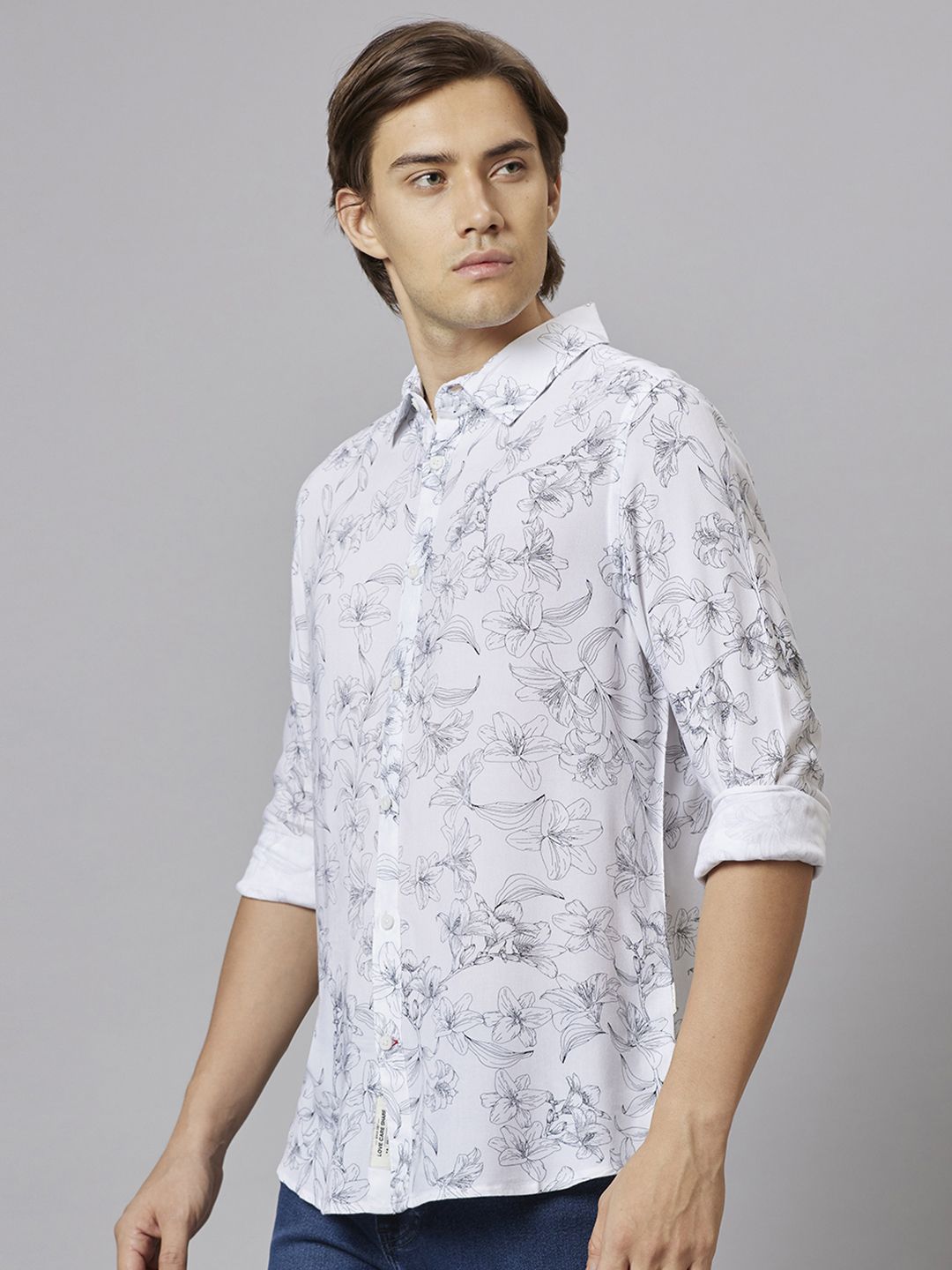 Being Human Men White Slim Fit Opaque Casual Shirt
