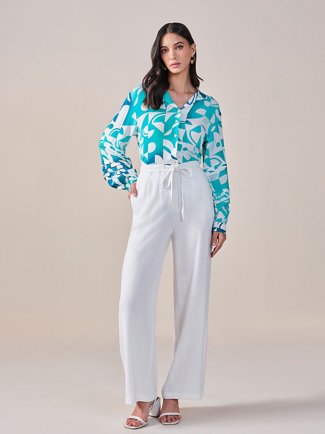 AND Geometric Print Shirt Style Top