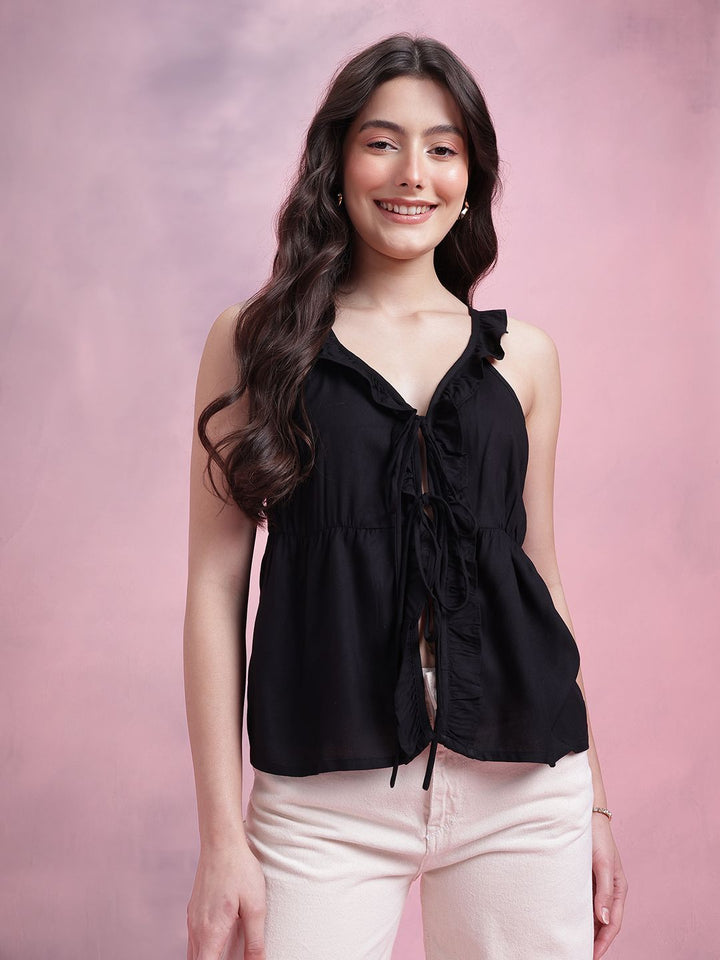 DressBerry Bow Front Ruffles Top