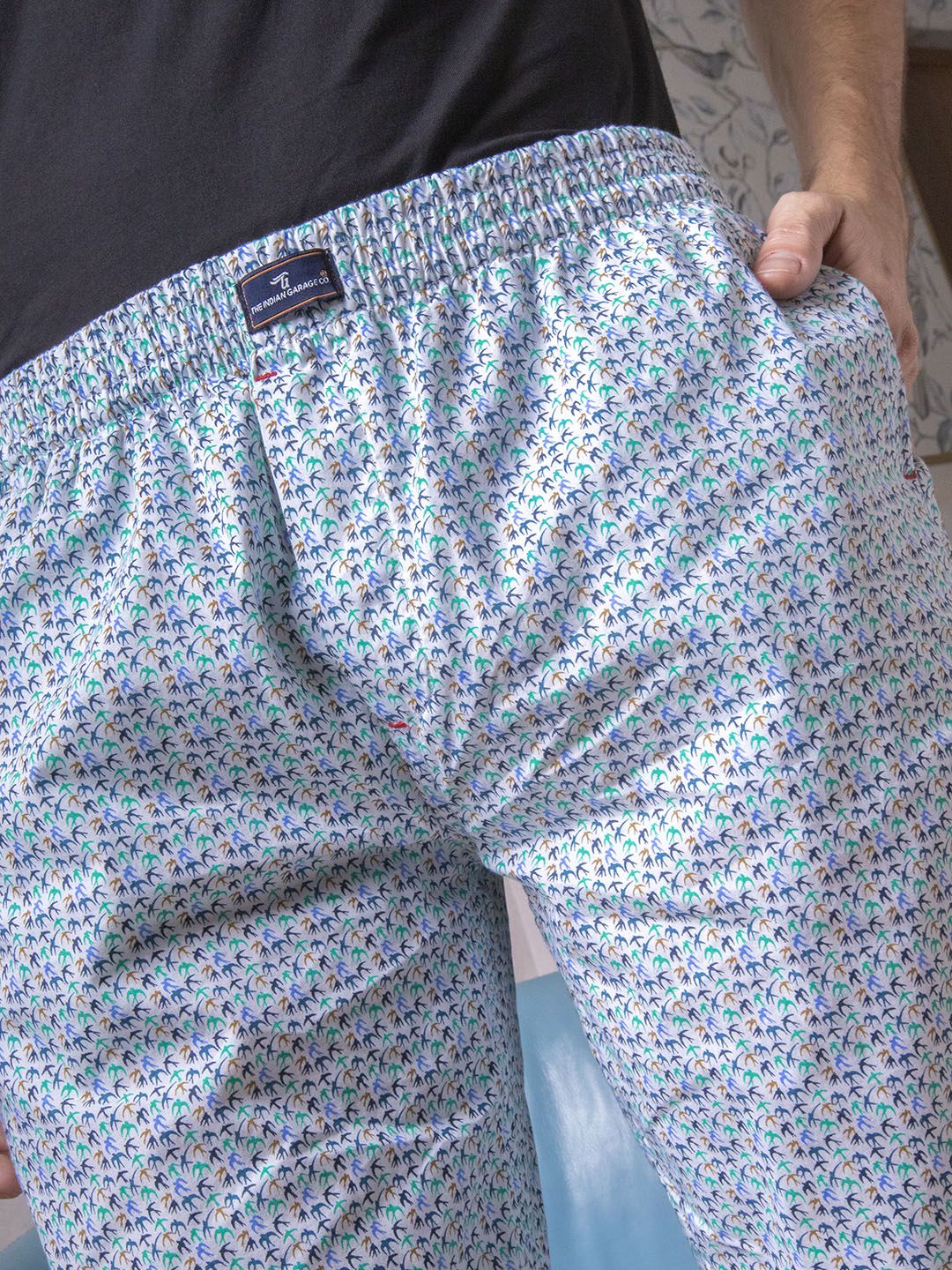 The Indian Garage Co Men Blue Printed Cotton Lounge Pants