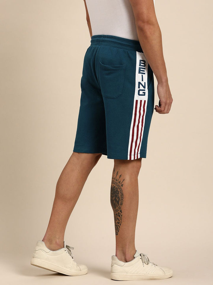 Being Human Men Solid Pure Cotton Shorts With Side Stripe Details