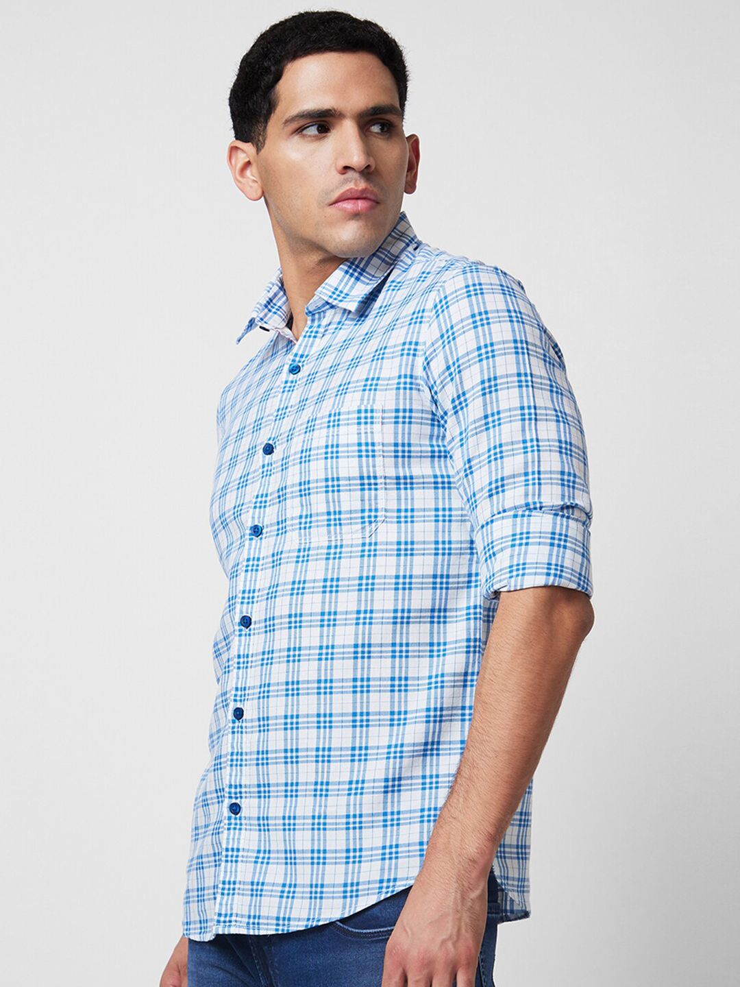 SPYKAR Men Slim Fit Opaque Checked Casual Shirt