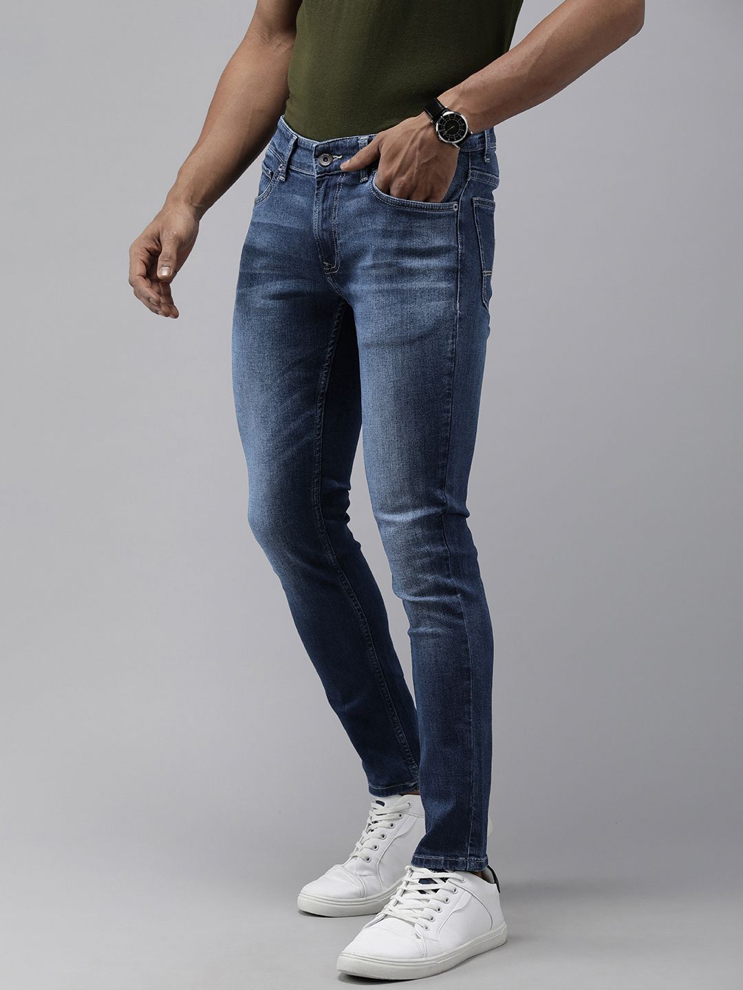 SPYKAR Men Super Skinny Fit Low-Rise Light Fade Stretchable Jeans