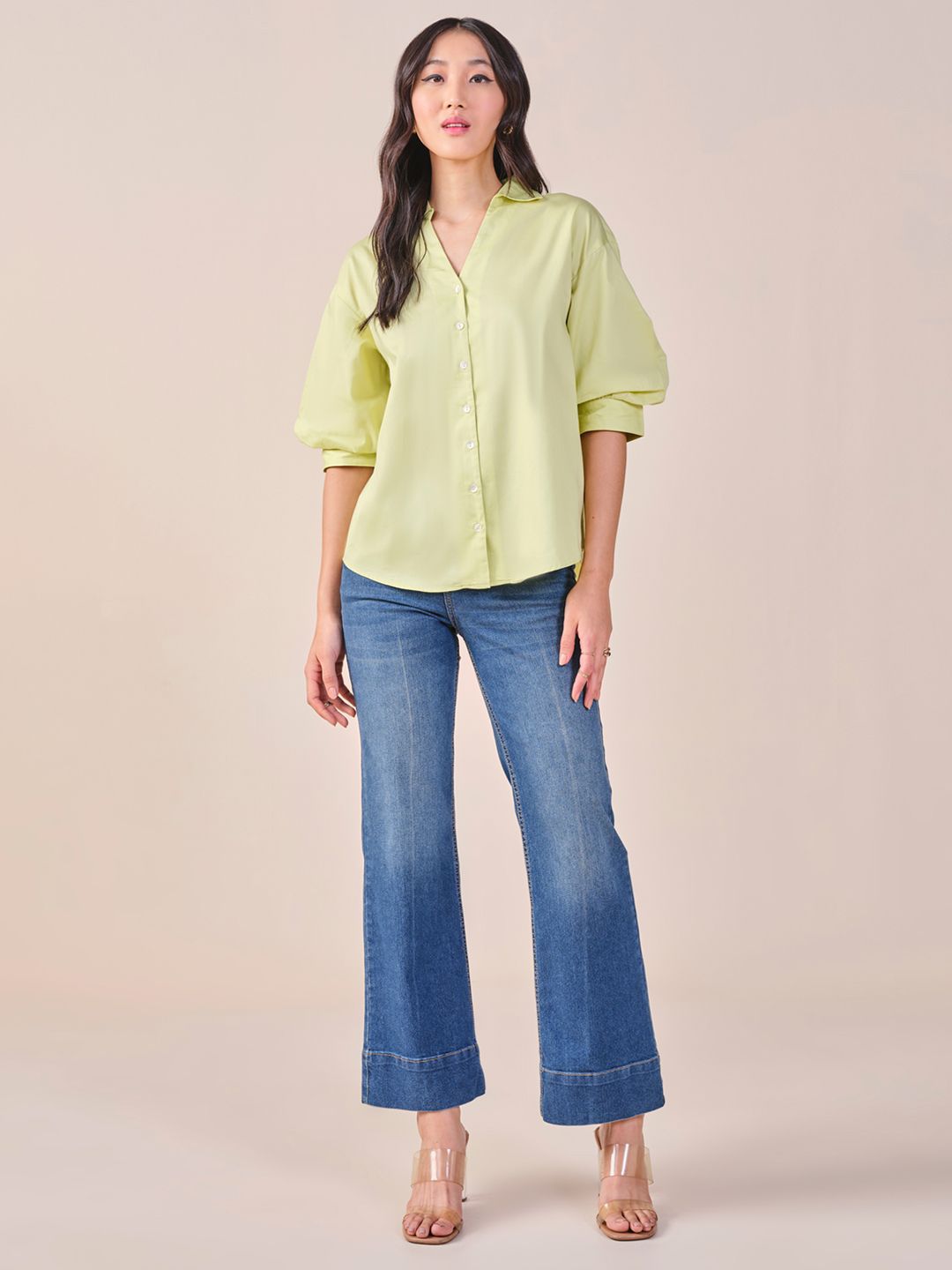 AND Roll-Up Sleeves Cotton Shirt Style Top
