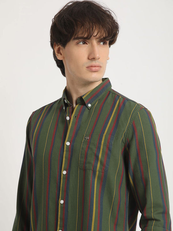 THE BEAR HOUSE Men's Striped Slim Fit Casual Shirt