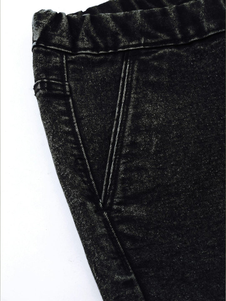 Urbano Fashion Men Black Slim Fit Mid-Rise Clean Look Acid Wash Stretchable Jogger Jeans