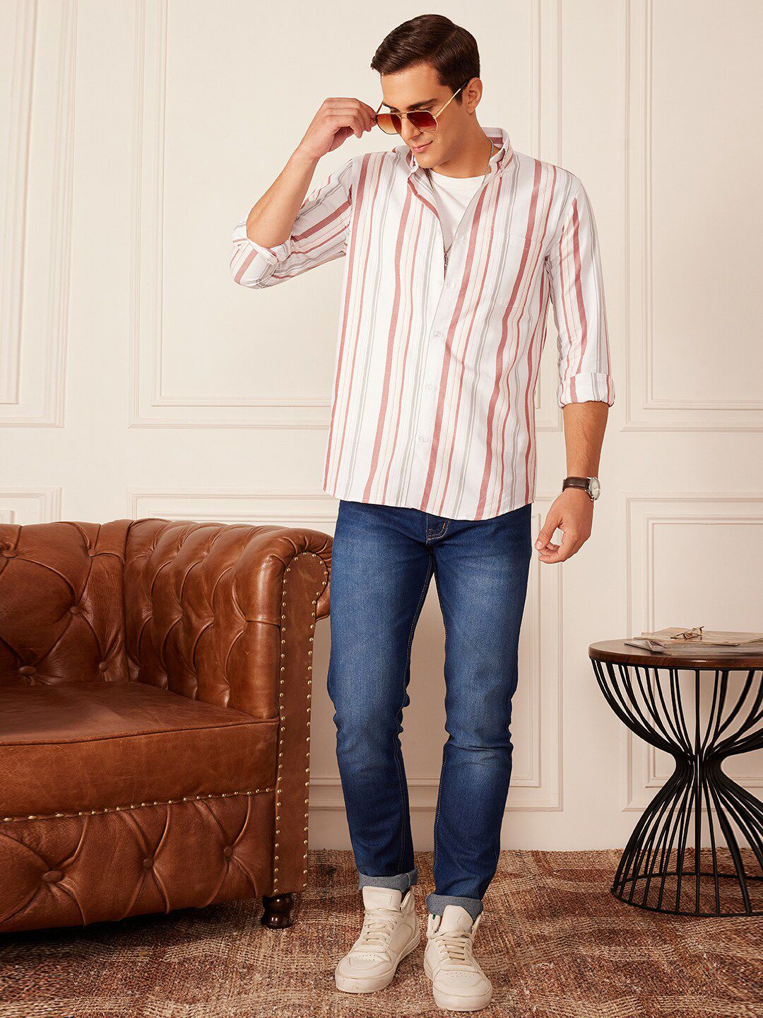 DENNISON Smart Striped Button-Down Collar Casual Shirt