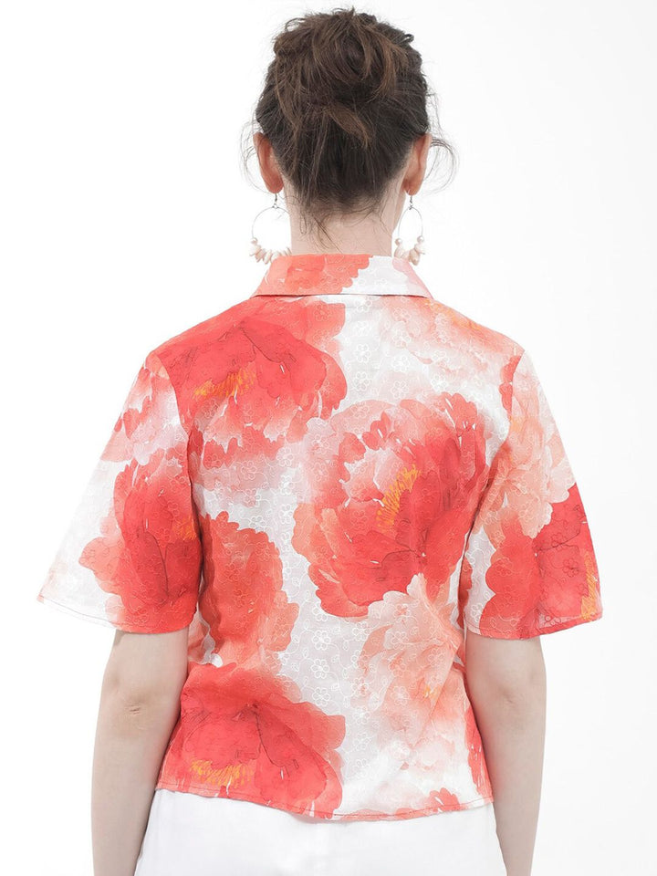 RAREISM Floral Printed Shirt Style Cotton Top