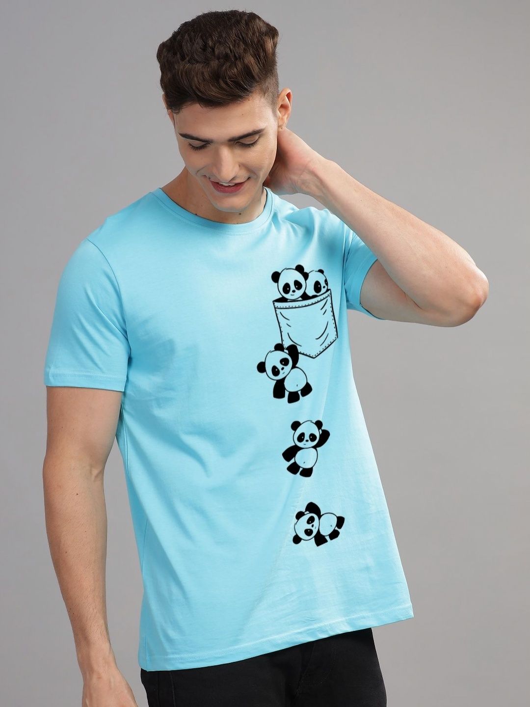 ADRO Men Typography Printed Extended Sleeves Applique T-shirt