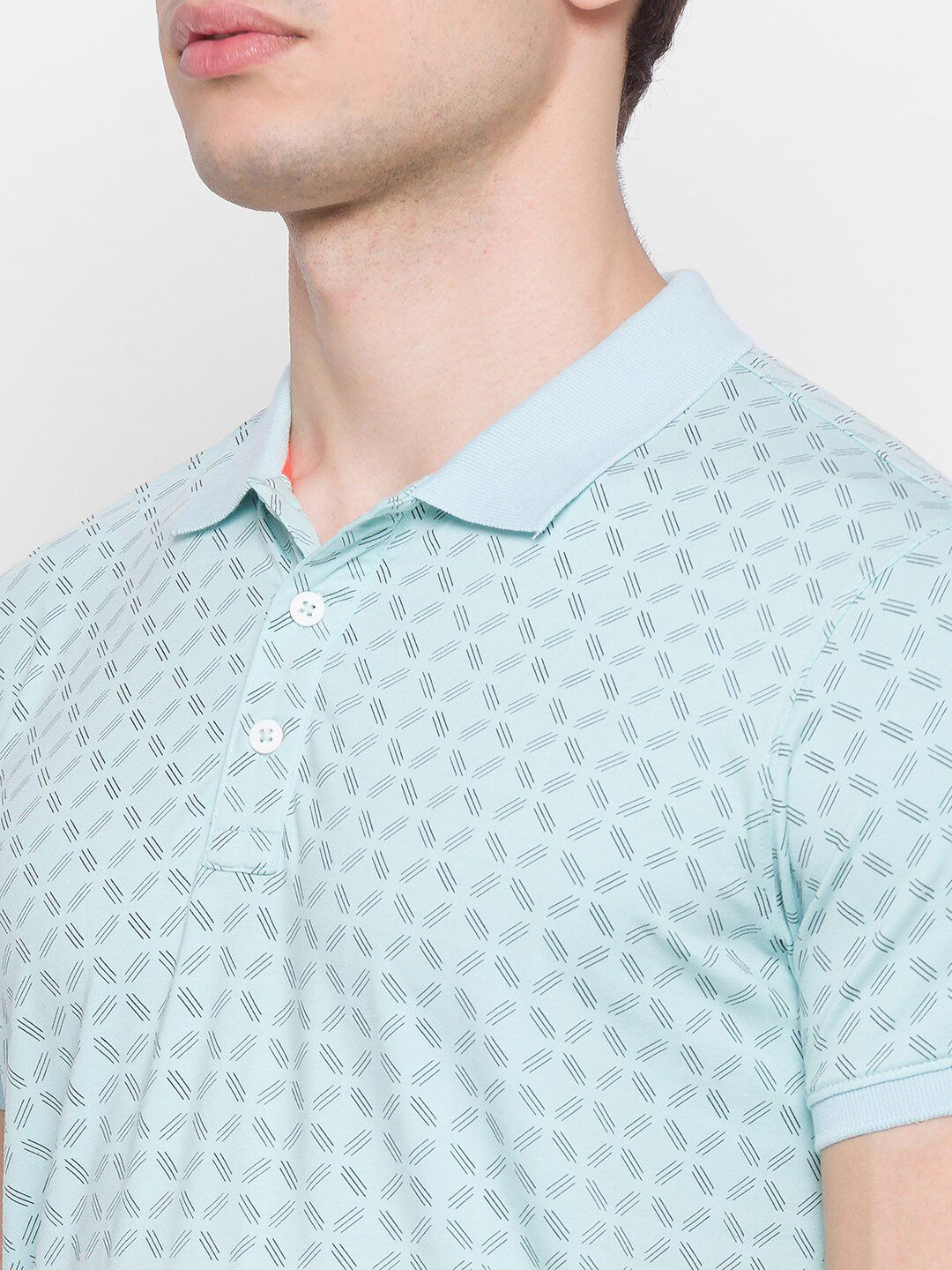 SPYKAR Men Blue Printed Polo Collar Slim Fit T-shirt
