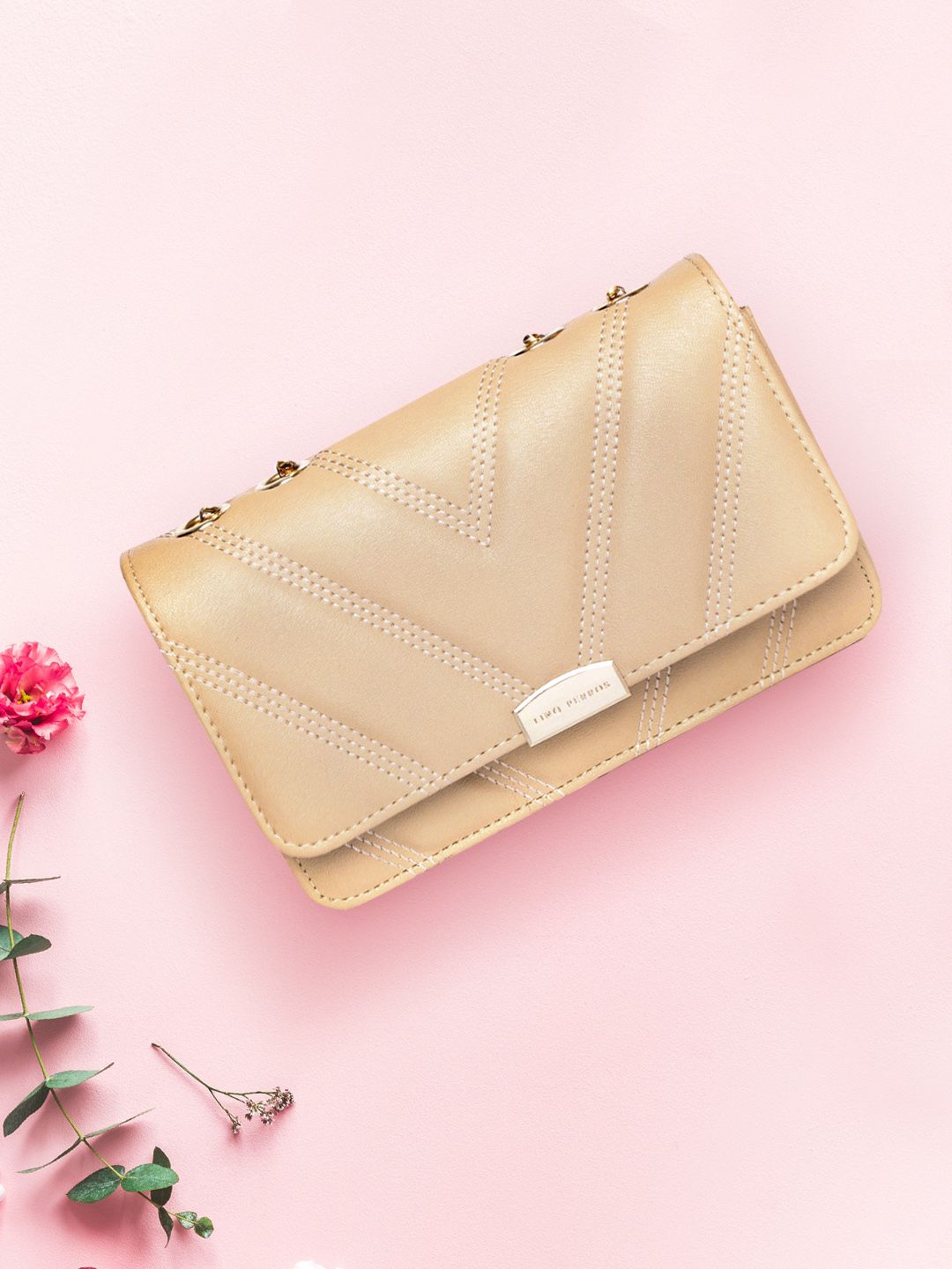 Lino Perros Beige Solid Shoulder Bag