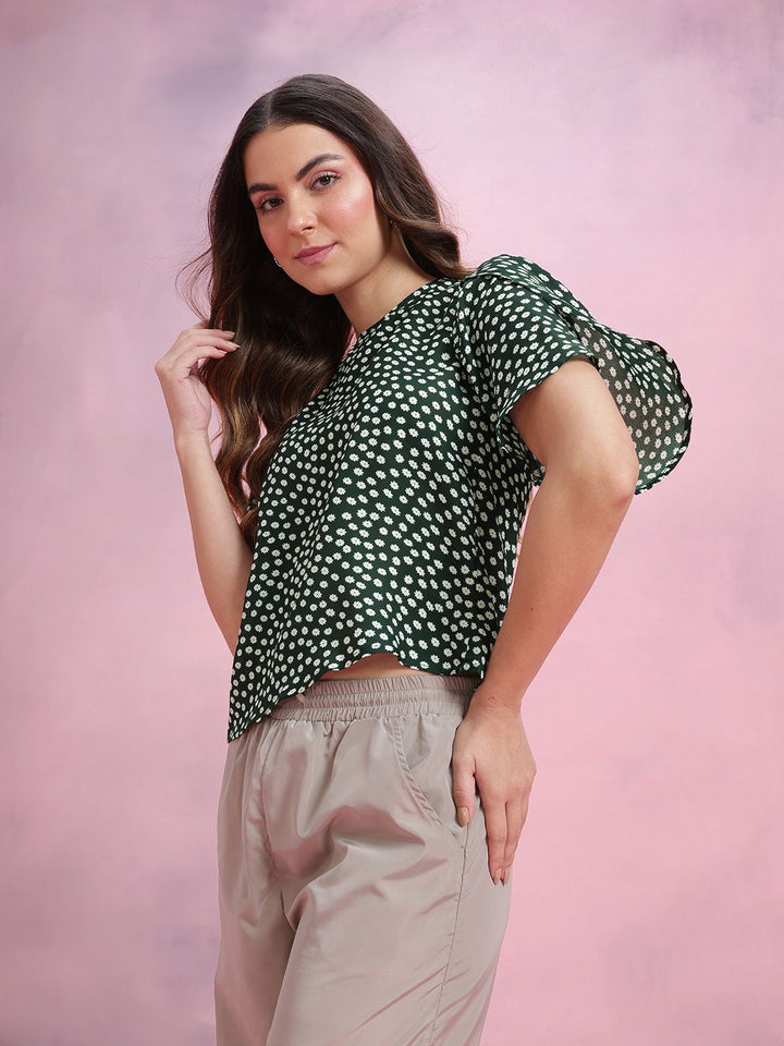 DressBerry Floral Print Puff Sleeve Top