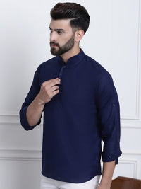SOJANYA Band Collar Roll-Up Lengan Cotton Straight Kurta