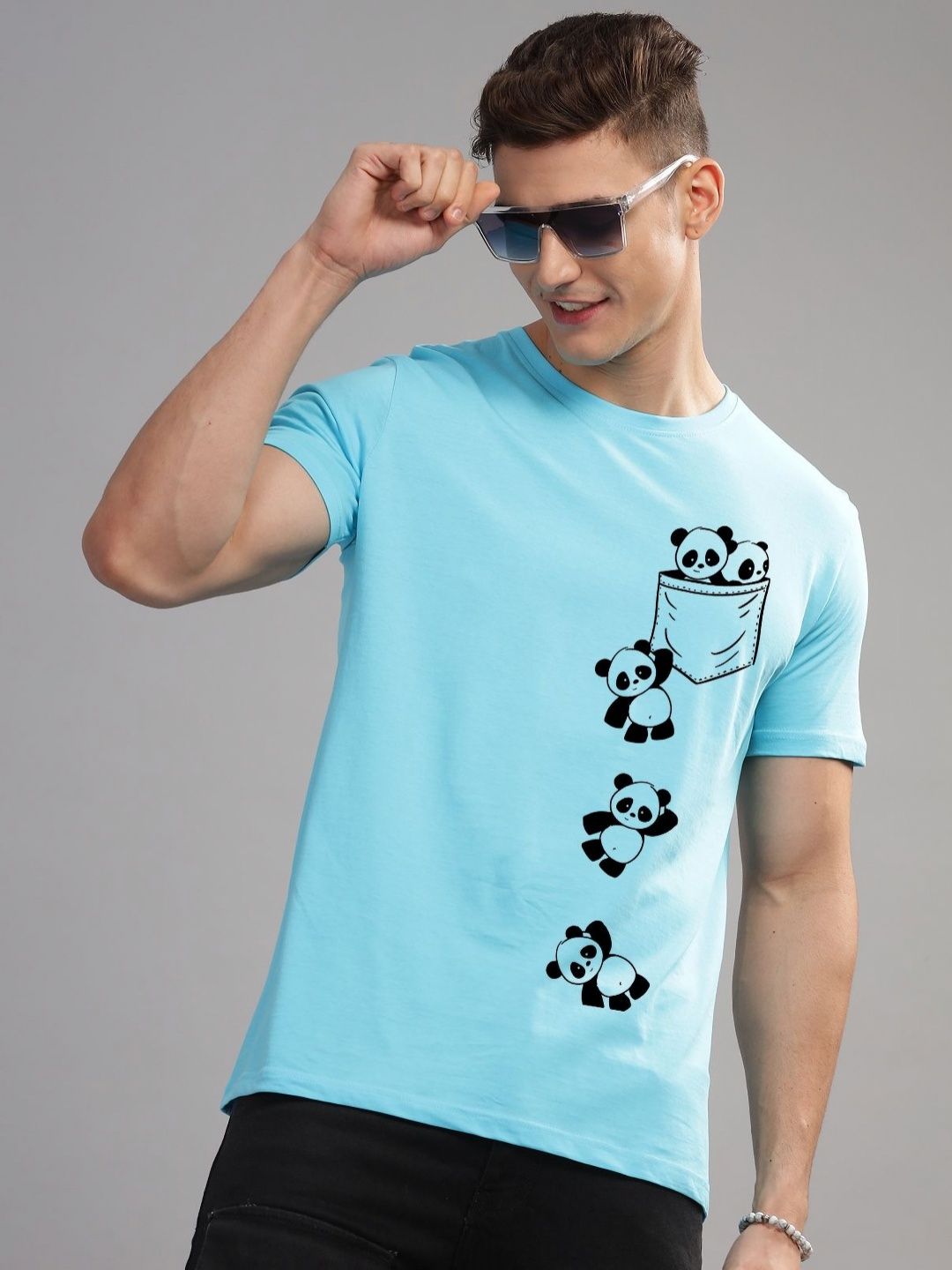 ADRO Men Typography Printed Extended Sleeves Applique T-shirt