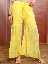 Vishudh Women Gotta Patti Pure Cotton Kurta with Sharara & With Dupatta