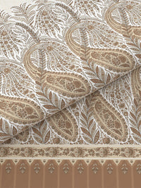 MYTRIDENT Brown & White Ethnic Motifs Cotton 144 TC King Bedsheet With 2 Pillow Covers