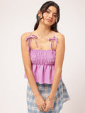 DressBerry Smocked Sensation Crinkled Peplum Top